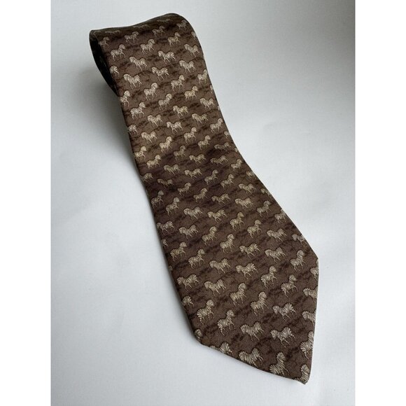 Hermes Silk Zebra Tie Brown 7110 Neutral Classic - Picture 1 of 5